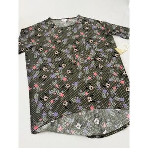 LuLaRoe Disney Irma Tunic Top Shirt Minnie Mouse Green Print Womens XXS NEW